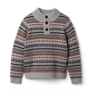 Janie and Jack‎ Boys 6 Fair Isle Sweater Blue Gray Winter Holiday Knit